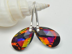  Srebrne kolczyki Swarovski migdał Volcano