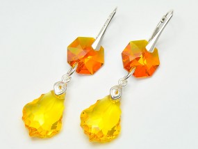  Srebrne kolczyki Swarovski Baroque Octagon Topaz