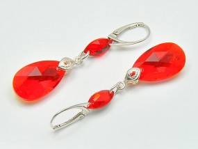  Srebrne kolczyki Swarovski Migdał Light Siam AB