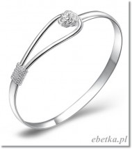 Śliczna Bransoletka Srebrna Róża Bangle B28