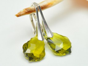  Srebrne kolczyki Swarovski Baroque Olivine