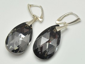  Długie srebrne kolczyki Swarovski Migdał Silver Night