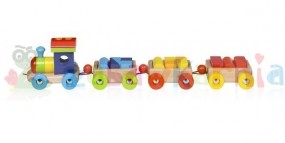 Drewniany pociąg 51 cm z wagonikami  GOKI